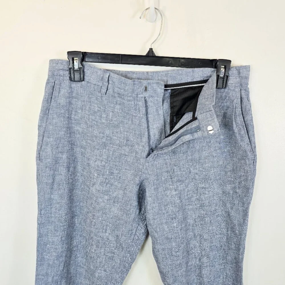 Perry Ellis Slim Fit Linen Blend Chambray Chino Pants - Picture 6 of 15